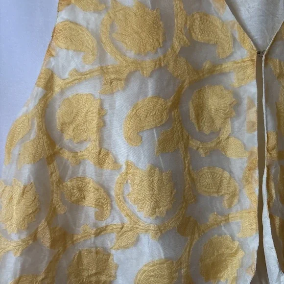 Vtg Mary McFadden Vest Womens Medium Jacquard Linen/Rayon Paisley Artsy Hippie L - Picture 3 of 9